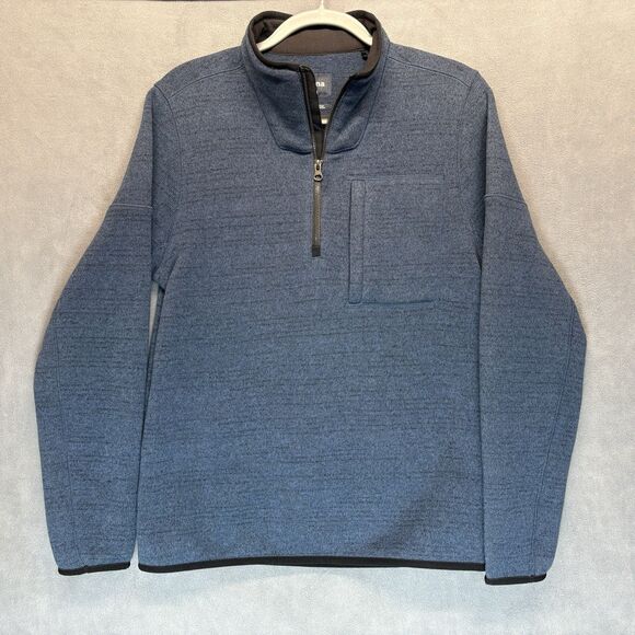 prAna Mens Size Small Blue Tri Thermal Threads 1/4 Zip Sweater Top - Picture 1 of 6